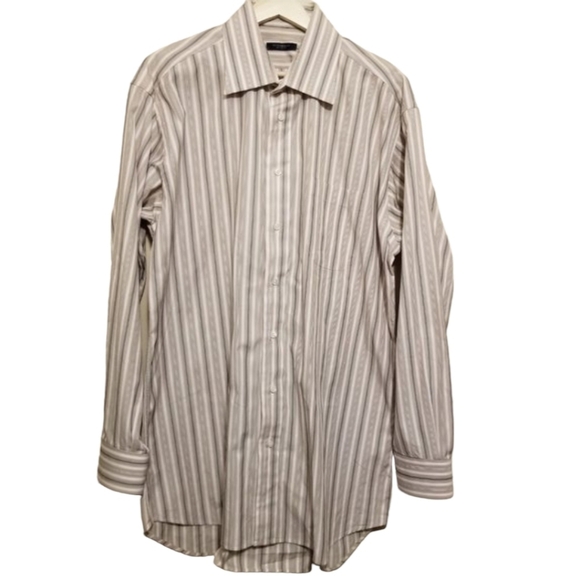 BURBERRY London Button up Shirt Mens 16.5R Cotton Multicolor Stripes Office - Picture 1 of 10